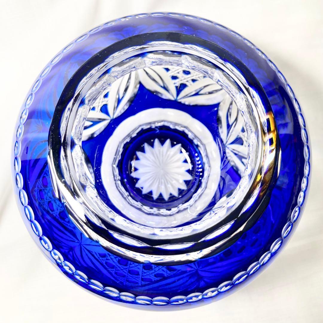 EA244 カガミクリスタル　江戸切子　花瓶　木村秋男　高さ約17㎝