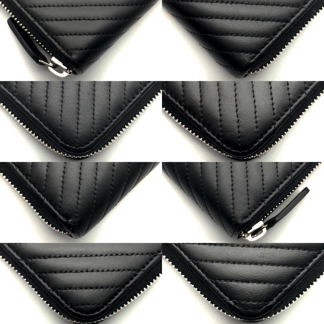 【美品✨】シャネル 長財布 シェブロン Vステッチ ラウンドジップ