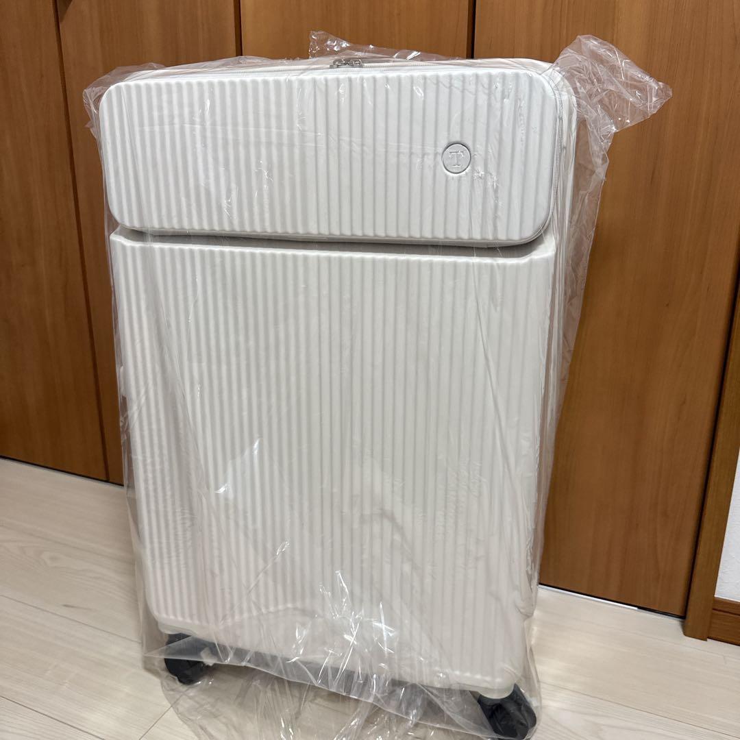 キャリーケース スーツケース 拡張型 フロントオープン キャリーバッグ ホワイト