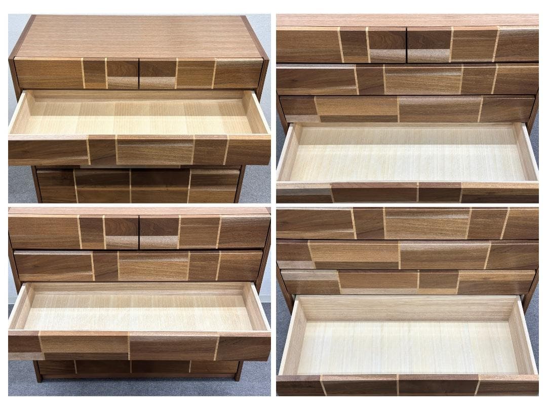 美品■府中家具■バーリオ　5段チェスト　モザイク柄　洋服ダンス　IDC大塚家具