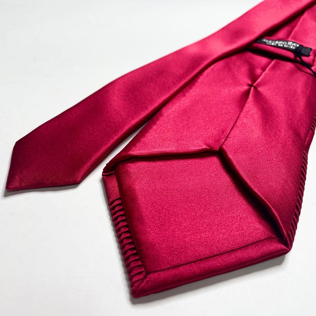 ステファノリッチ プリーツネクタイ ロイヤルレッド シルク ソリッド 未使用