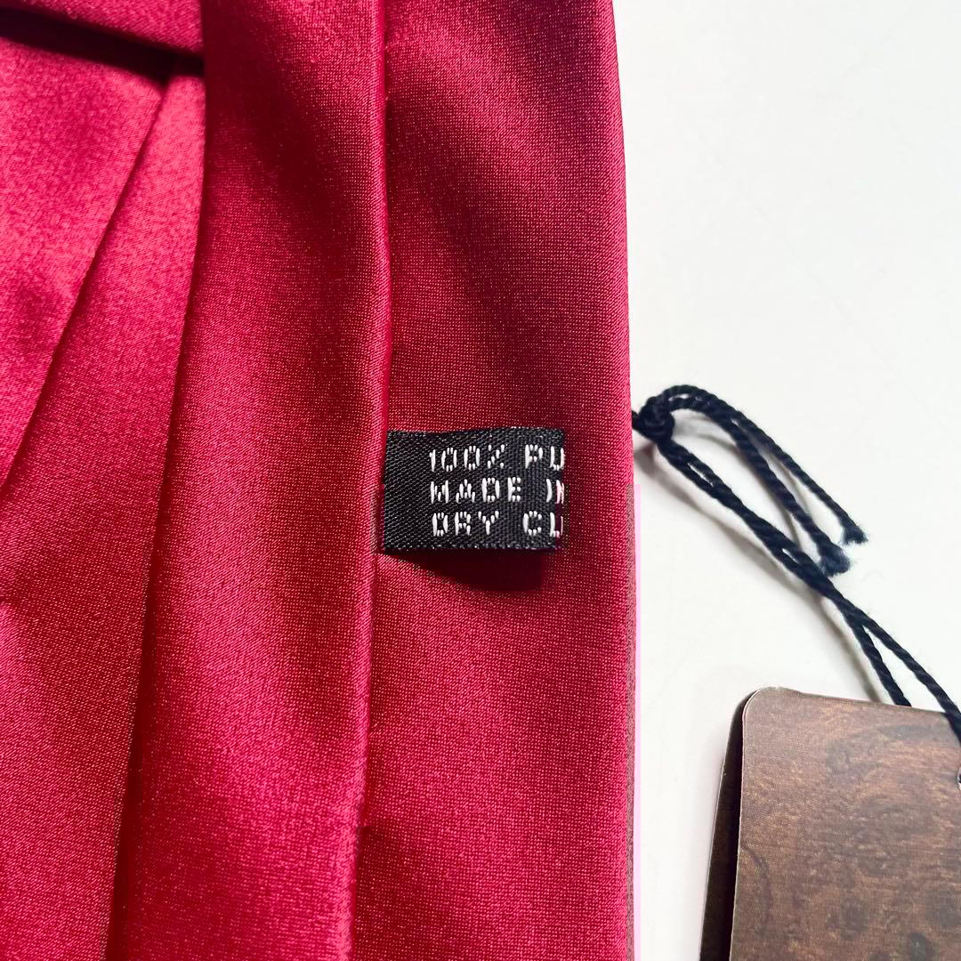 ステファノリッチ プリーツネクタイ ロイヤルレッド シルク ソリッド 未使用