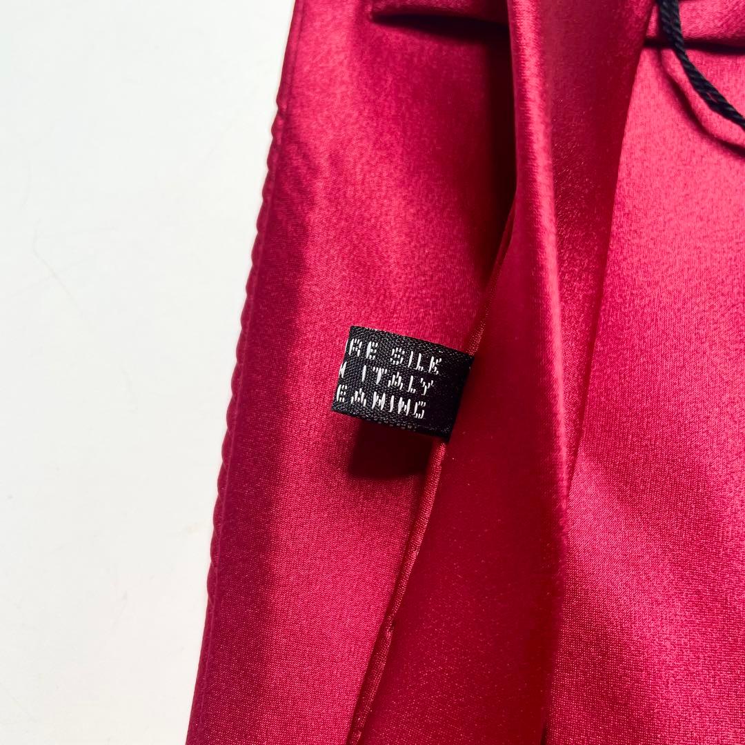 ステファノリッチ プリーツネクタイ ロイヤルレッド シルク ソリッド 未使用