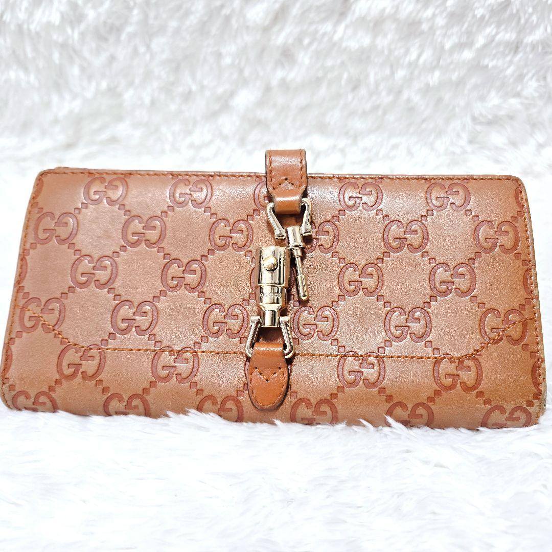 GUCCI グッチ ホースビット ジャッキー 長財布 GG柄 型押し レザー