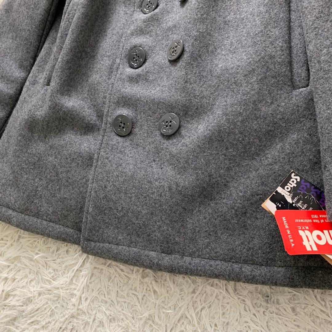 未使用/タグ付■SCHOTT ピーコート 740 ライトグレー 38