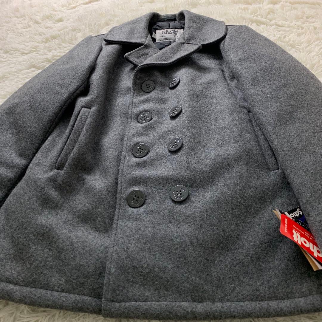 未使用/タグ付■SCHOTT ピーコート 740 ライトグレー 38