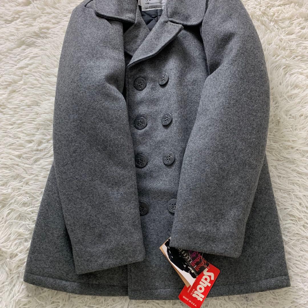 未使用/タグ付■SCHOTT ピーコート 740 ライトグレー 38