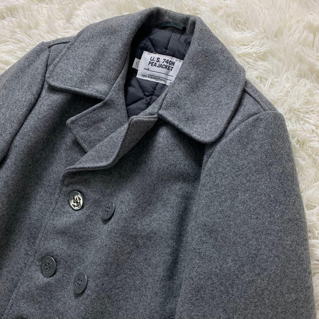 未使用/タグ付■SCHOTT ピーコート 740 ライトグレー 38