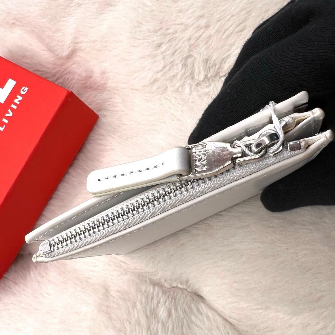 未使用箱付✨DIESEL 1DR 二つ折り財布 ホワイト 牛革