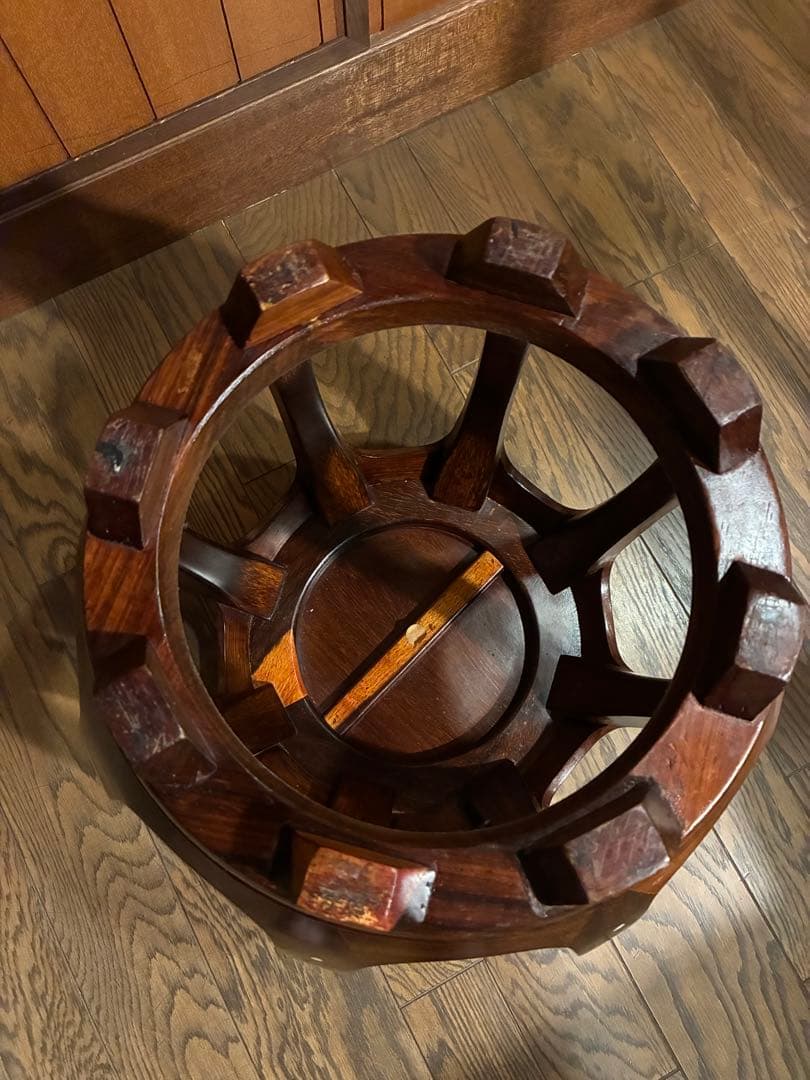 花梨 無垢 螺鈿細工 丸椅子 スツール 腰掛け 中国美術 工芸品