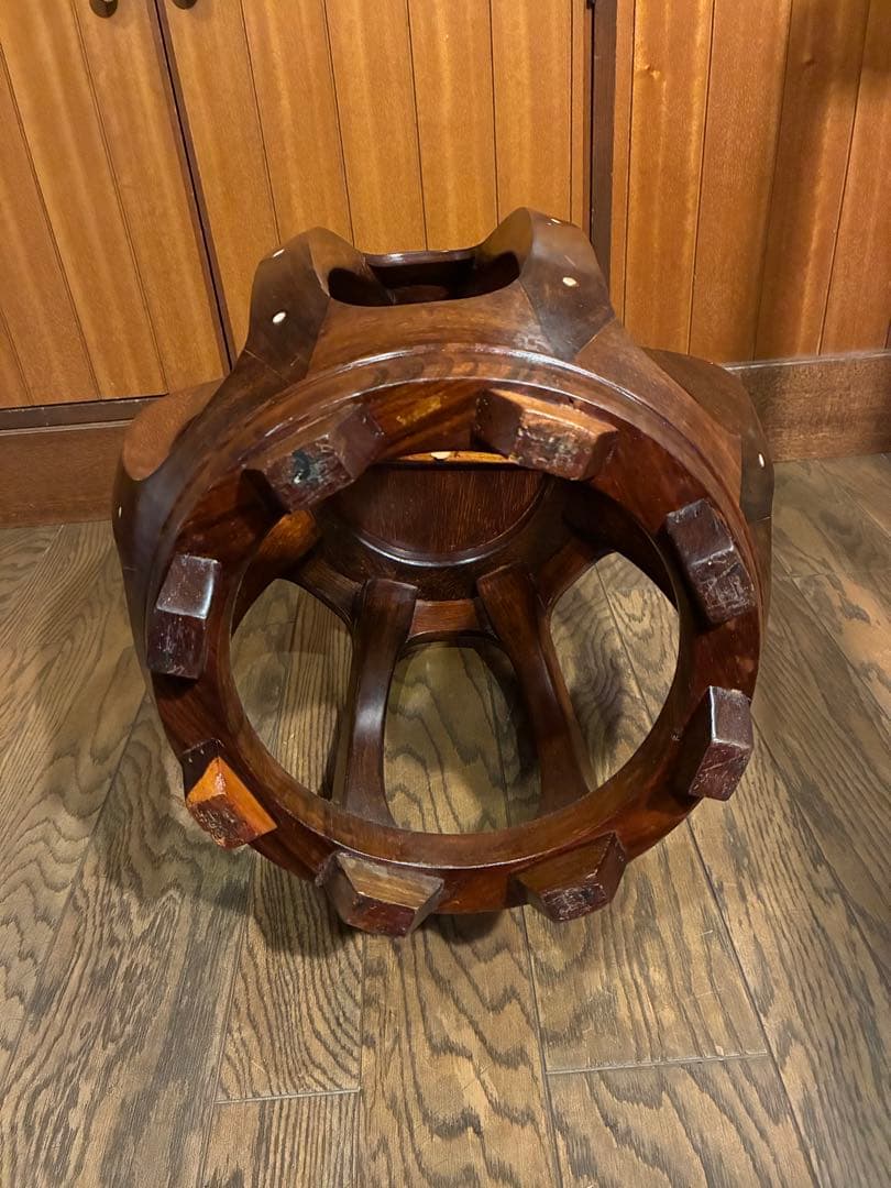 花梨 無垢 螺鈿細工 丸椅子 スツール 腰掛け 中国美術 工芸品