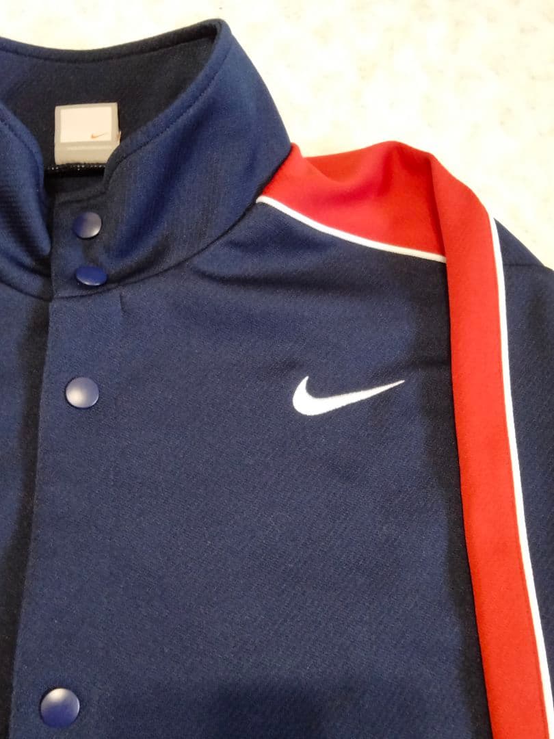90s NIKE ナイキ スナップボタン セットアップ ネイビー Ｌ バスケ