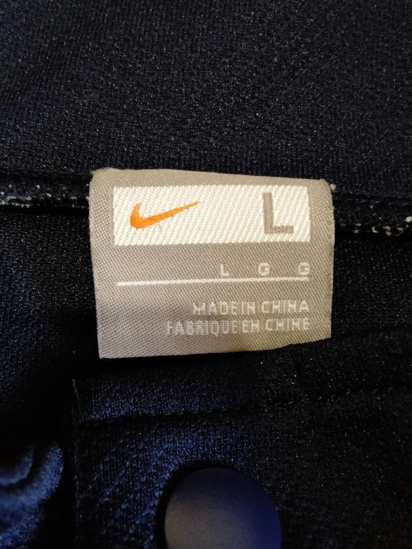 90s NIKE ナイキ スナップボタン セットアップ ネイビー Ｌ バスケ