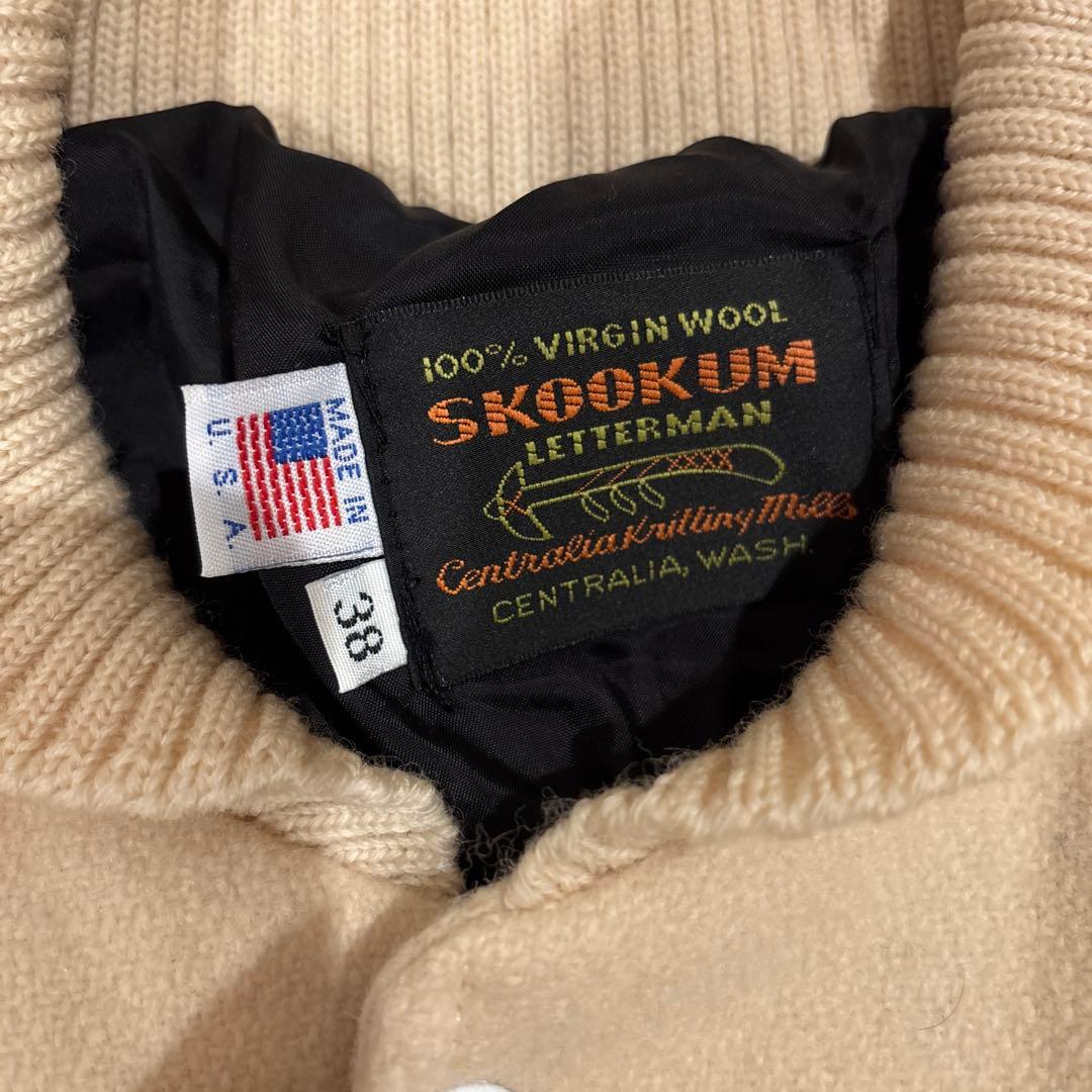 SKOOKUM スタジャン ベージュ/ホワイト サイズ38