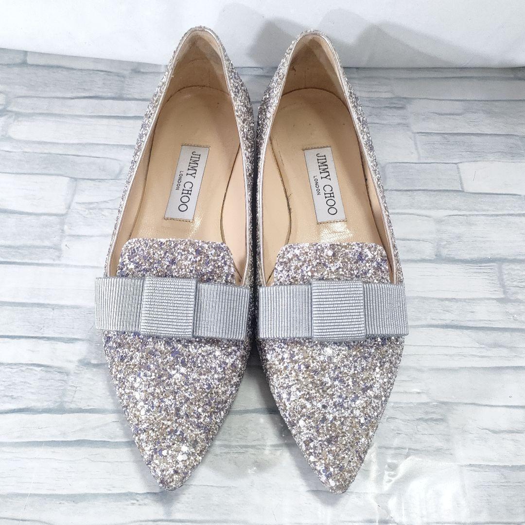 箱付き✨ジミーチュウ　GALA　グリッターパンプス　シルバー×パープル　37