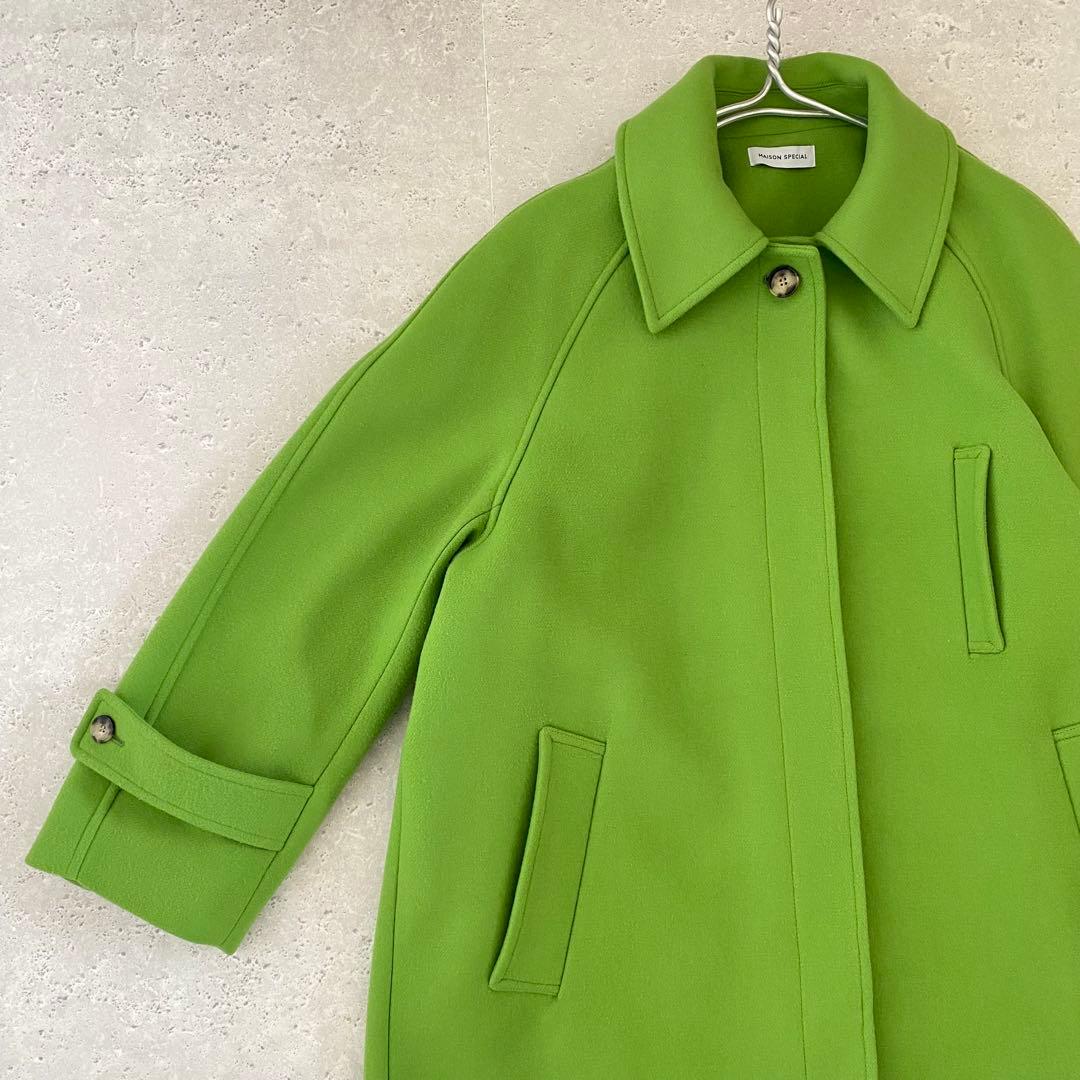 メゾンスペシャル　スーパー140メルトンステンカラーコート　ロングコート　ウール
