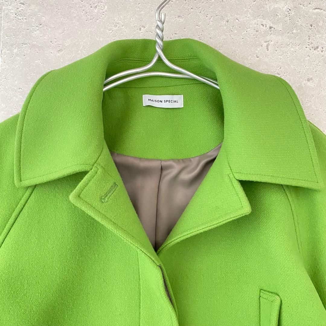 メゾンスペシャル　スーパー140メルトンステンカラーコート　ロングコート　ウール