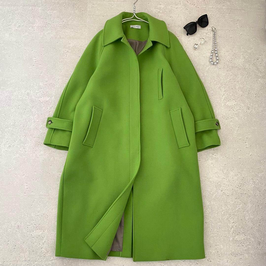 メゾンスペシャル　スーパー140メルトンステンカラーコート　ロングコート　ウール