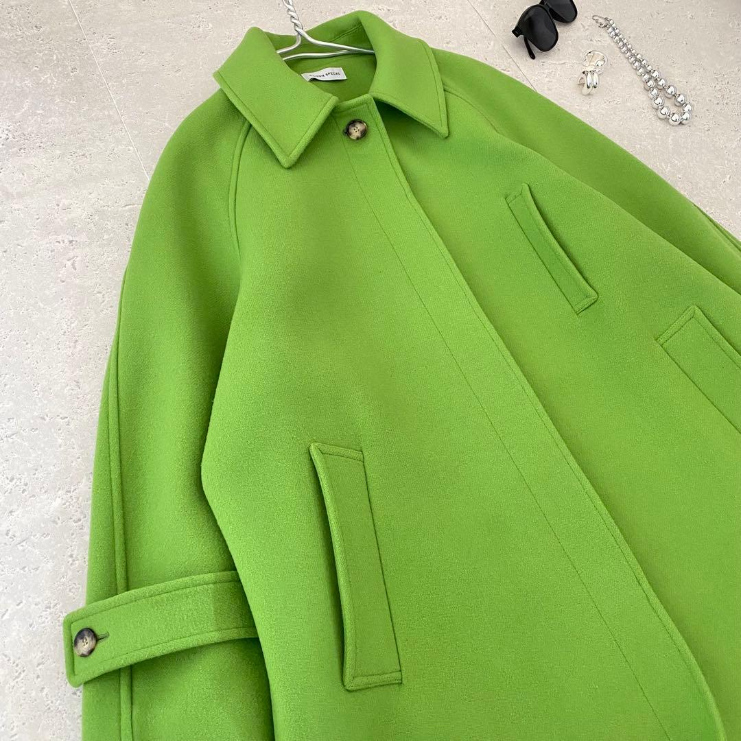 メゾンスペシャル　スーパー140メルトンステンカラーコート　ロングコート　ウール