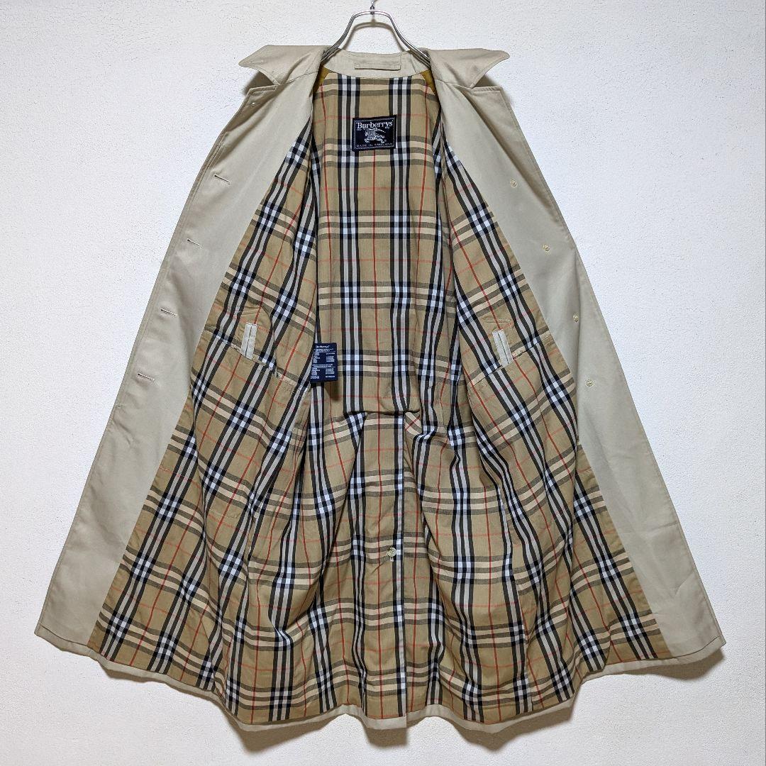 美品 英国製 90s バーバリー ステンカラーコート レディース ロング W93