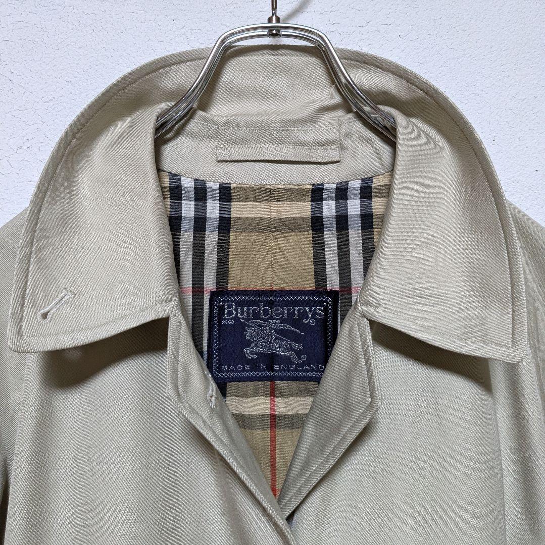 美品 英国製 90s バーバリー ステンカラーコート レディース ロング W93