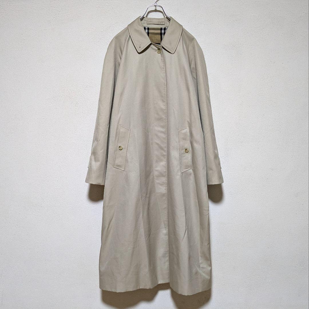 美品 英国製 90s バーバリー ステンカラーコート レディース ロング W93