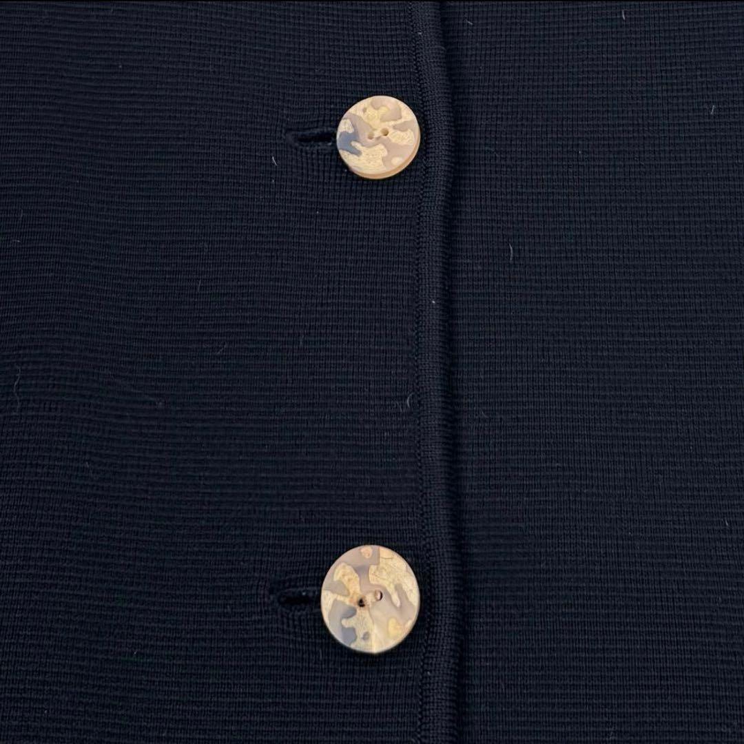 フォクシー レオパード付け襟 ニットカーディガン 38 ウール 毛皮 ブラック