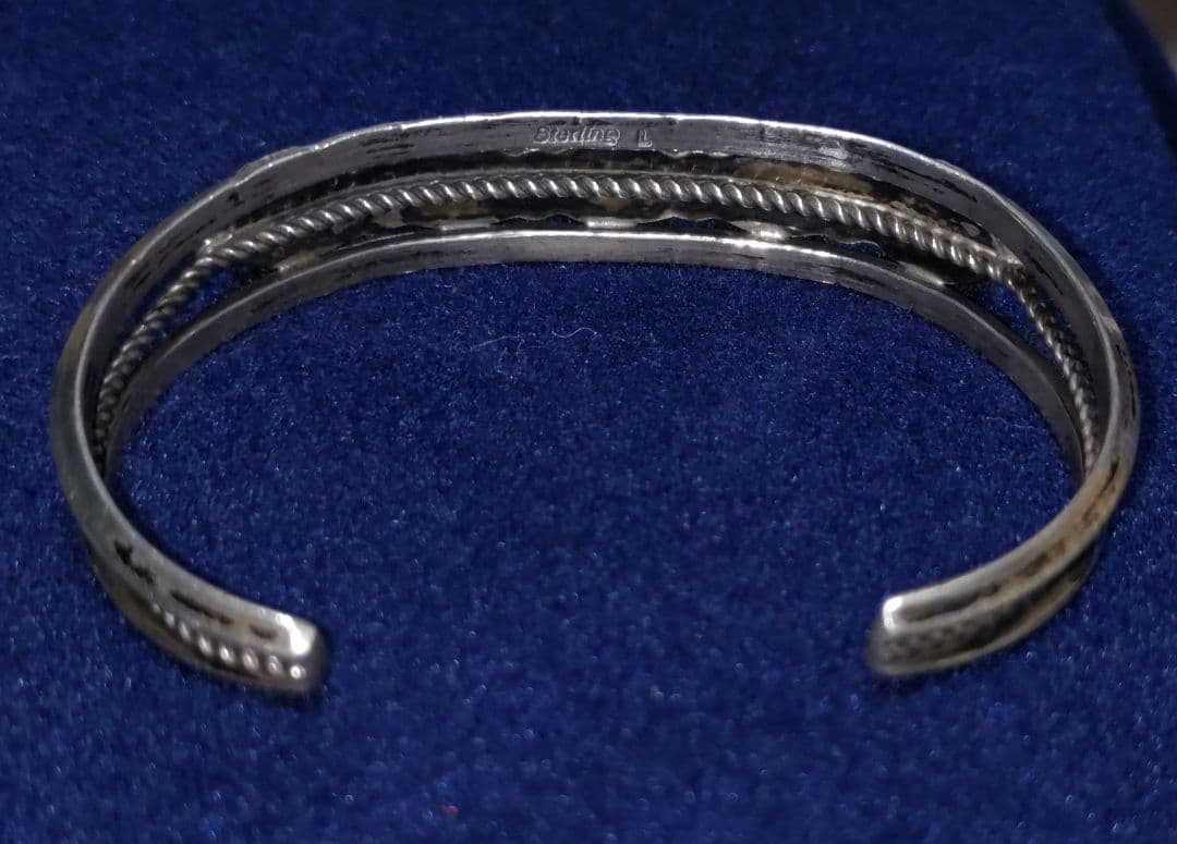 sterling オニキス バングル vintage ナバホ インディアン