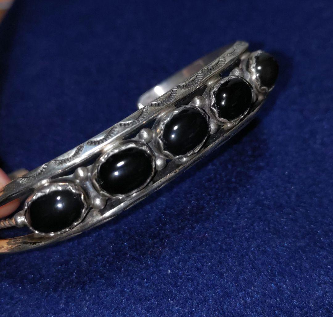 sterling オニキス バングル vintage ナバホ インディアン