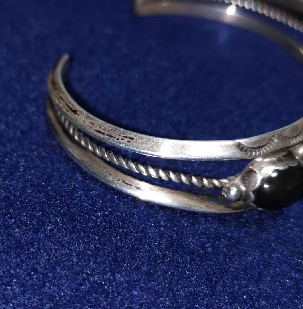 sterling オニキス バングル vintage ナバホ インディアン
