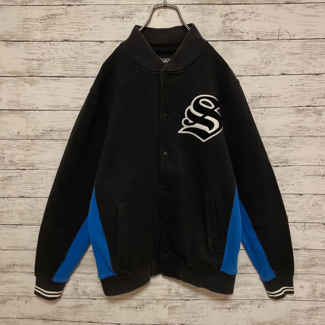 461【人気Lサイズ】ステューシー♤刺繍ビッグロゴ　スウェット　スタジャン　人気