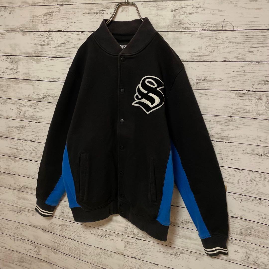 461【人気Lサイズ】ステューシー♤刺繍ビッグロゴ　スウェット　スタジャン　人気