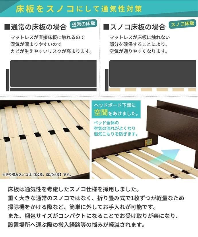 特価②セミダブルベッド USBコンセント付き ロータイプベッド 宮付き ブラウン