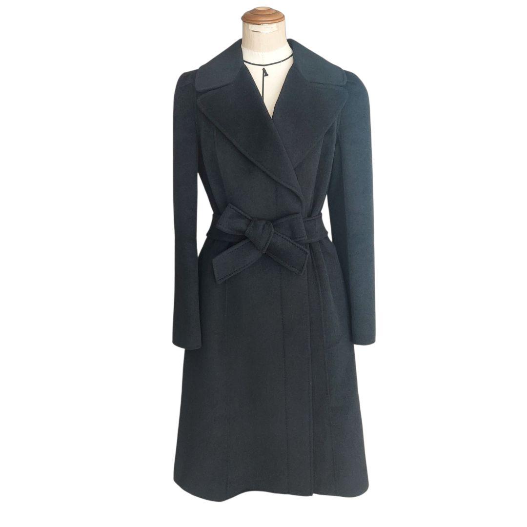 美品✨EPOCA アンゴラカシミヤウールコート　40 ベルト　Aライン　黒