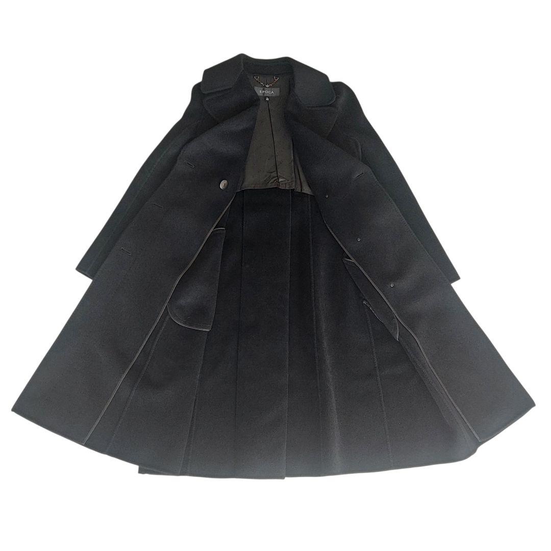 美品✨EPOCA アンゴラカシミヤウールコート　40 ベルト　Aライン　黒