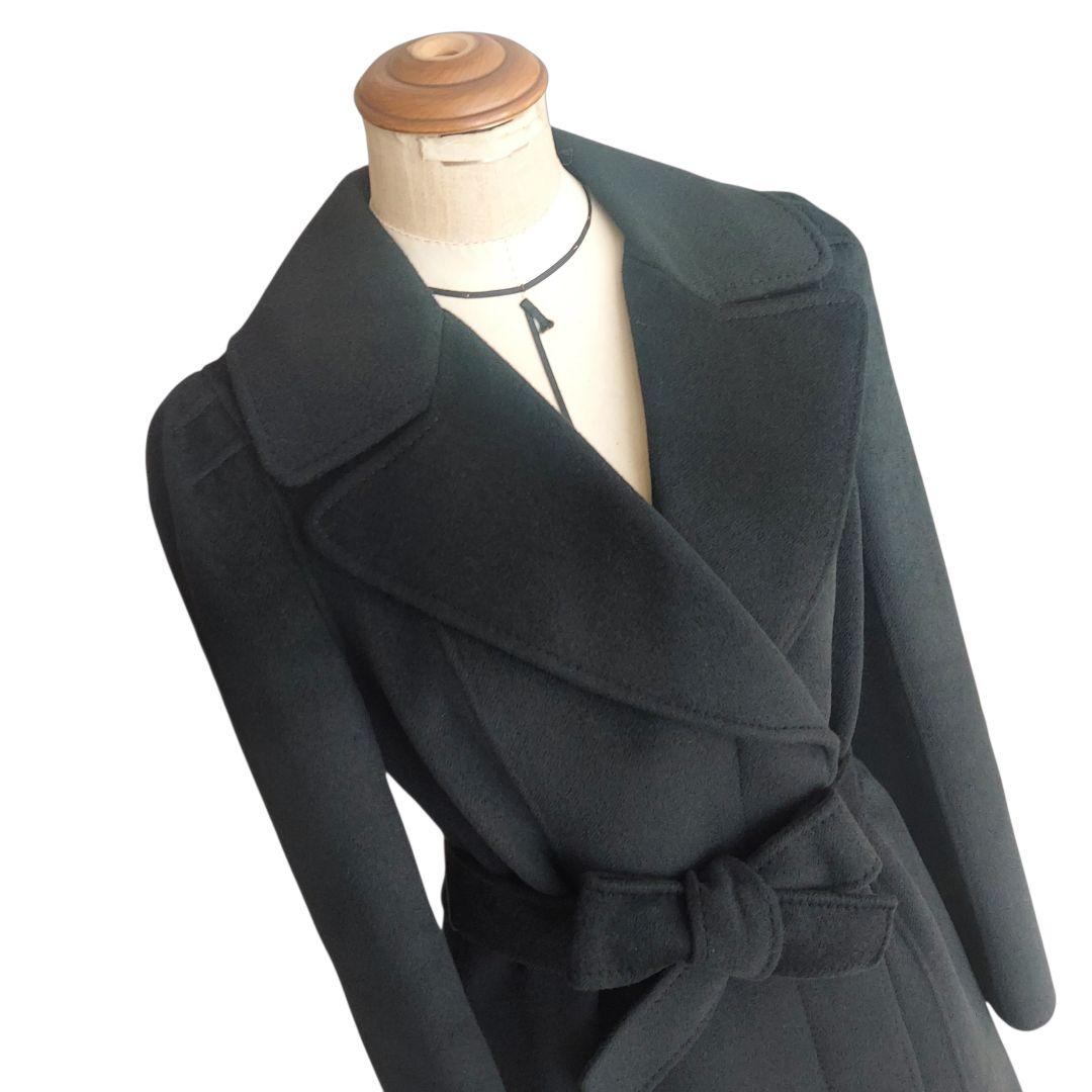 美品✨EPOCA アンゴラカシミヤウールコート　40 ベルト　Aライン　黒