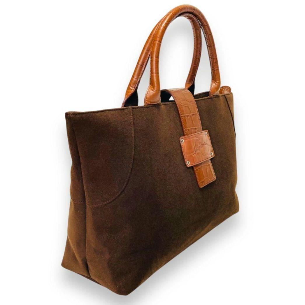 【未使用】濱野皮革工藝 HAMANO ハマノ ハンドバッグ スエード クロコA4