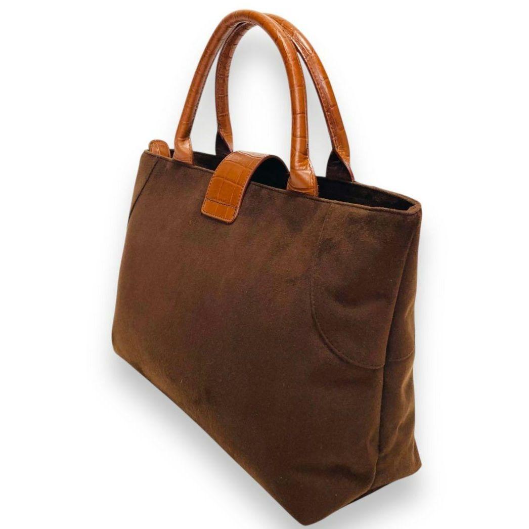 【未使用】濱野皮革工藝 HAMANO ハマノ ハンドバッグ スエード クロコA4