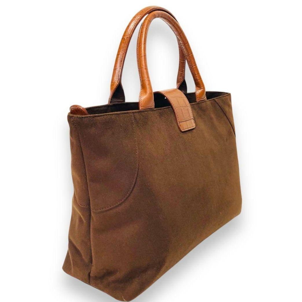 【未使用】濱野皮革工藝 HAMANO ハマノ ハンドバッグ スエード クロコA4