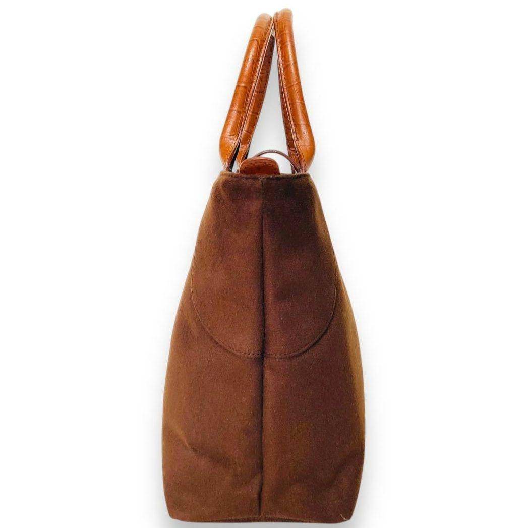 【未使用】濱野皮革工藝 HAMANO ハマノ ハンドバッグ スエード クロコA4