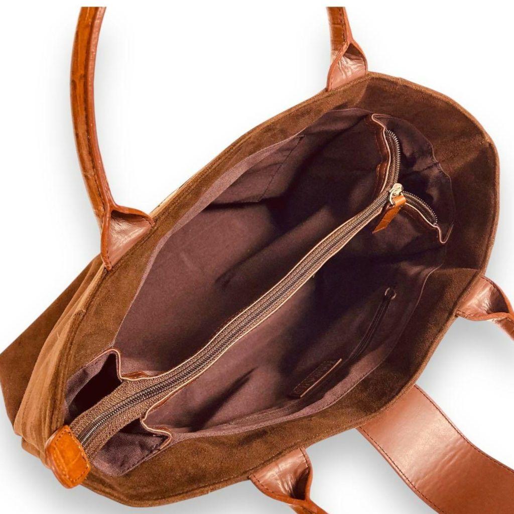 【未使用】濱野皮革工藝 HAMANO ハマノ ハンドバッグ スエード クロコA4