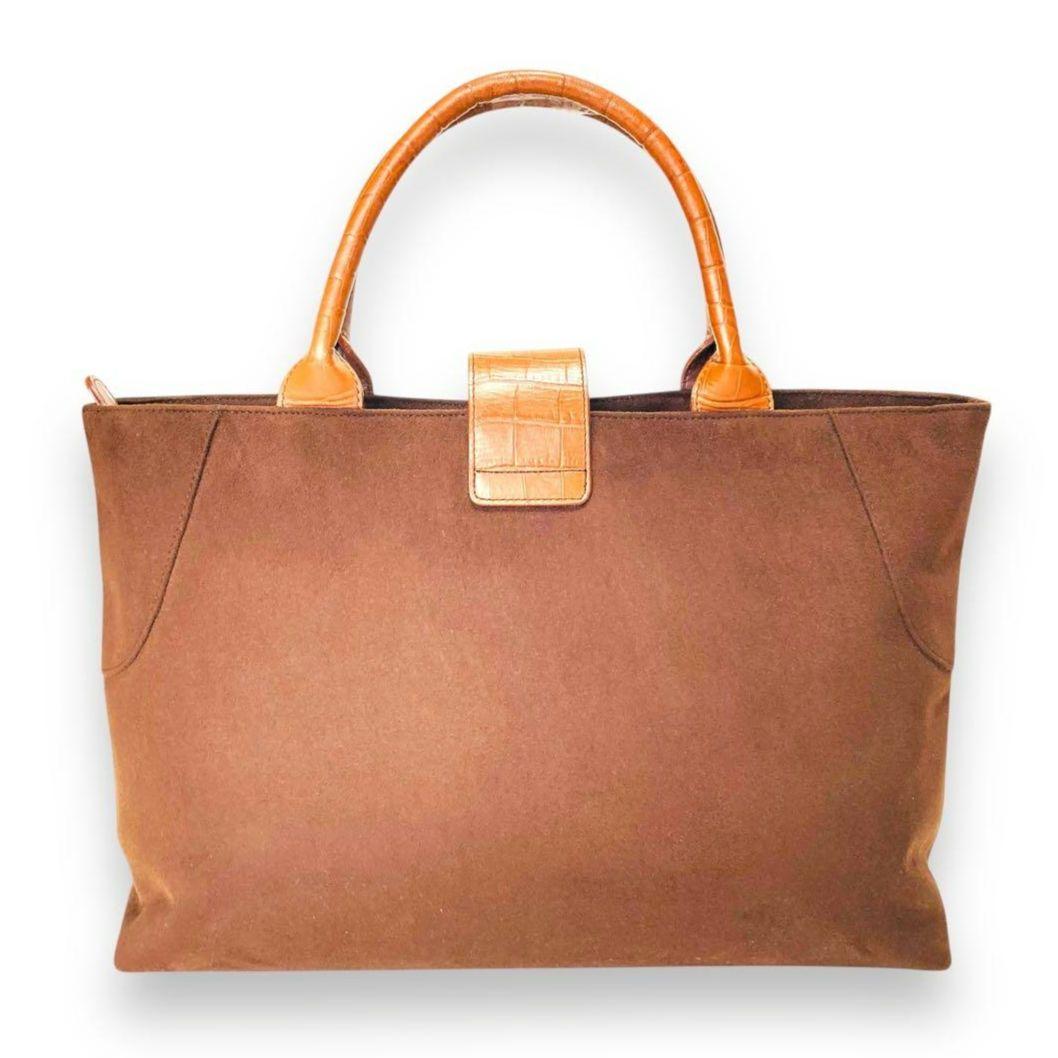 【未使用】濱野皮革工藝 HAMANO ハマノ ハンドバッグ スエード クロコA4