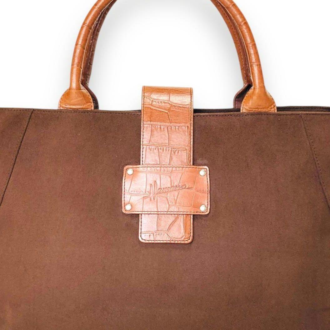 【未使用】濱野皮革工藝 HAMANO ハマノ ハンドバッグ スエード クロコA4