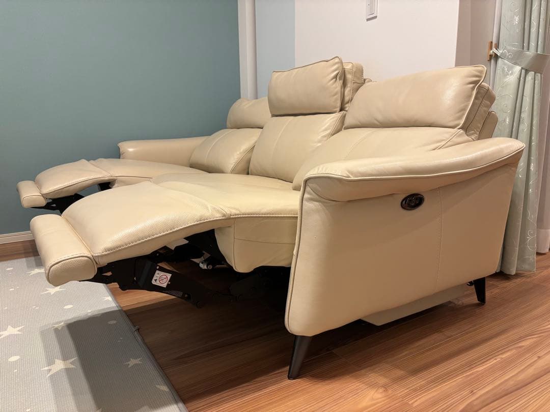 【Takawang】電動リクライニングソファ ベージュ 3人掛け