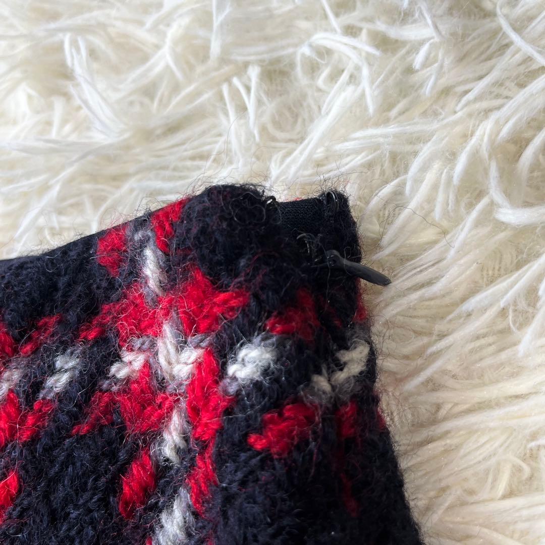 miumiu ミュウミュウ　チェック　ツイード　ニット　ミニ　スカート　36