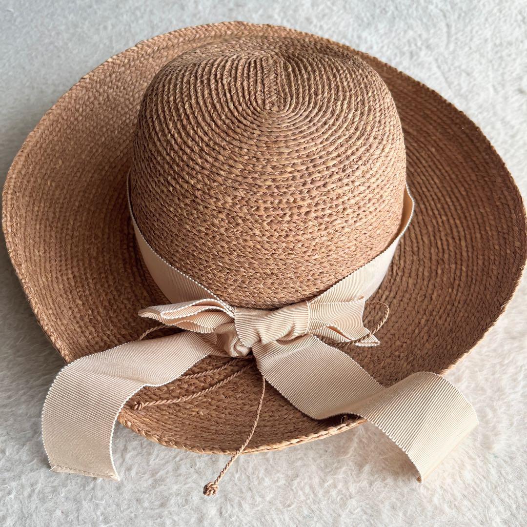 極美品✨ヘレンカミンスキー ニューポート ラフィアハット 麦わら帽子 リボン