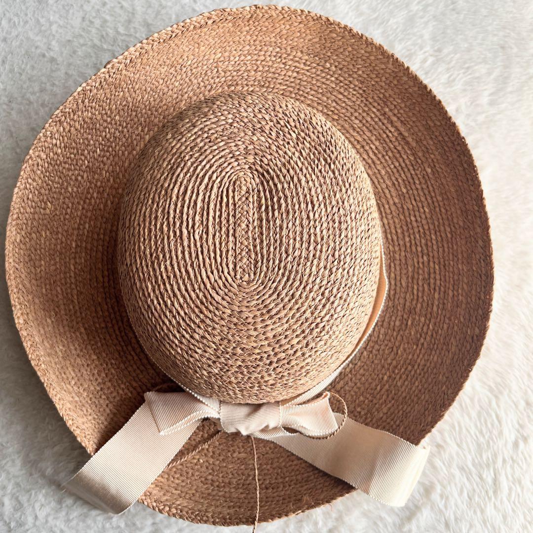 極美品✨ヘレンカミンスキー ニューポート ラフィアハット 麦わら帽子 リボン