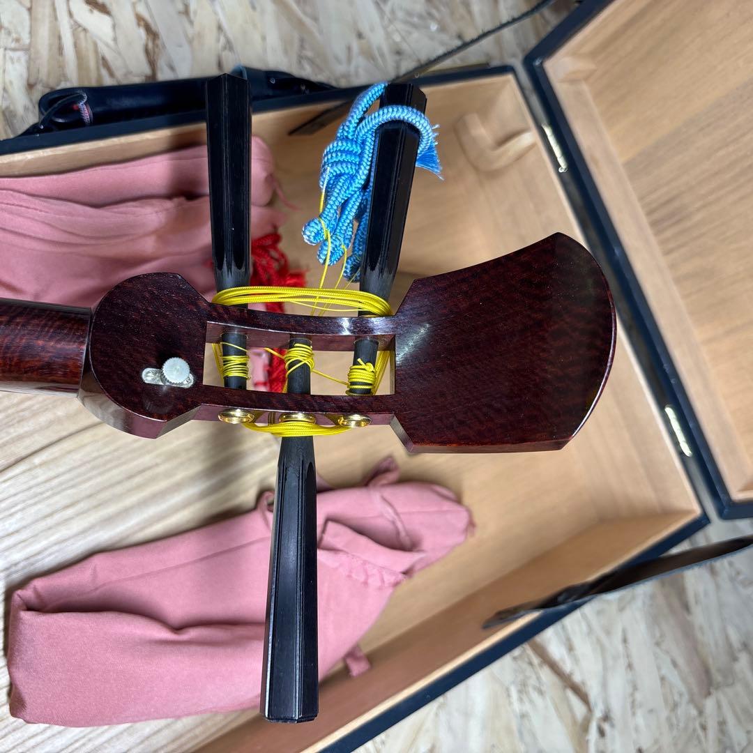 三味線本体 紅木　金細　最高級 ハードケース付き