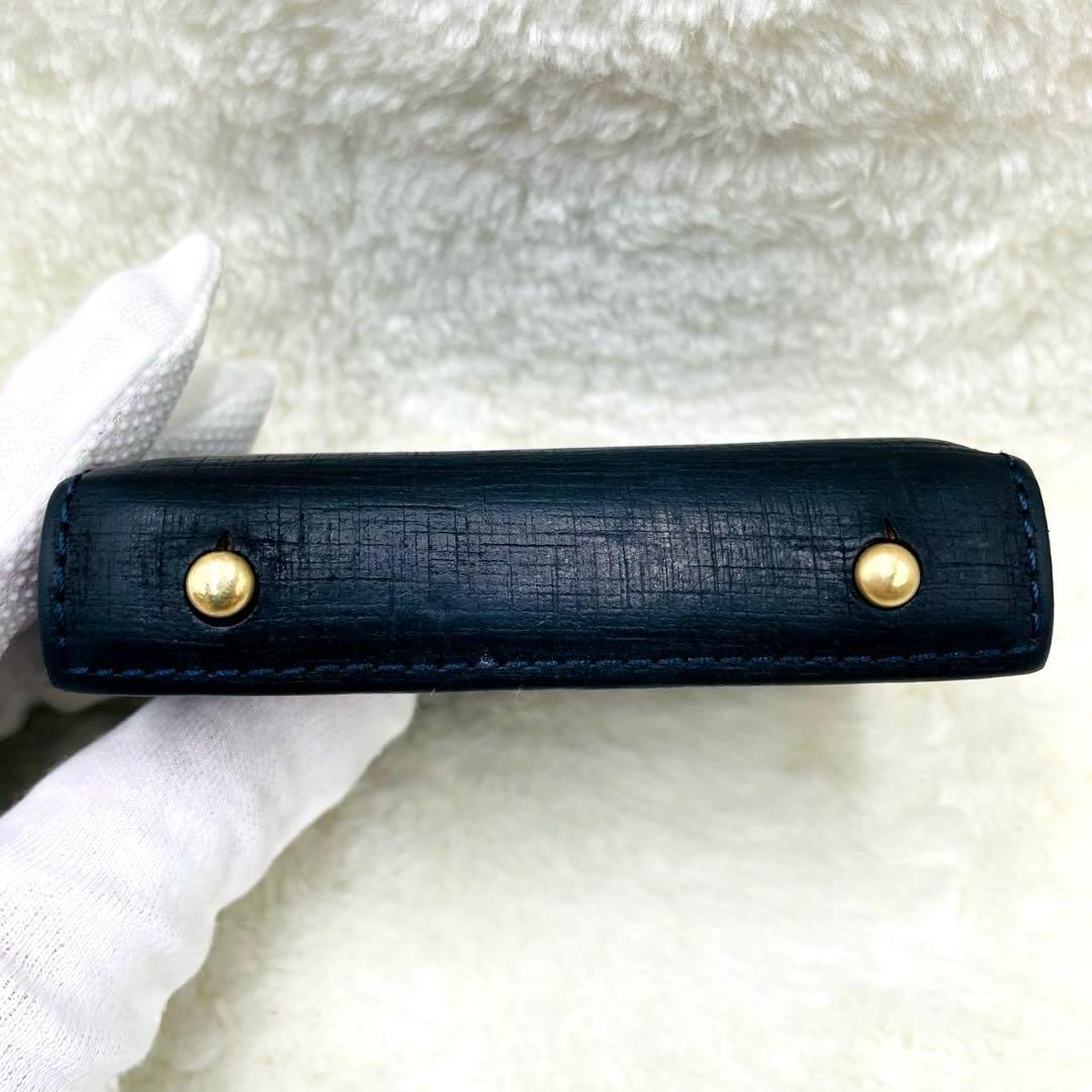 m+ エムピウ 折り財布 ミッレフォッリエ Ⅱ P25 クアドレッティ ネイビー