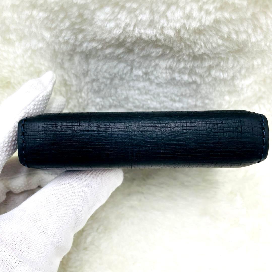 m+ エムピウ 折り財布 ミッレフォッリエ Ⅱ P25 クアドレッティ ネイビー